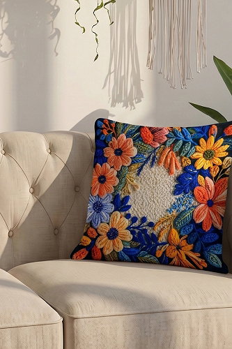 moda selvim Üç D Baskılı Kırlent 1053HB1195 Somon - Thumbnail