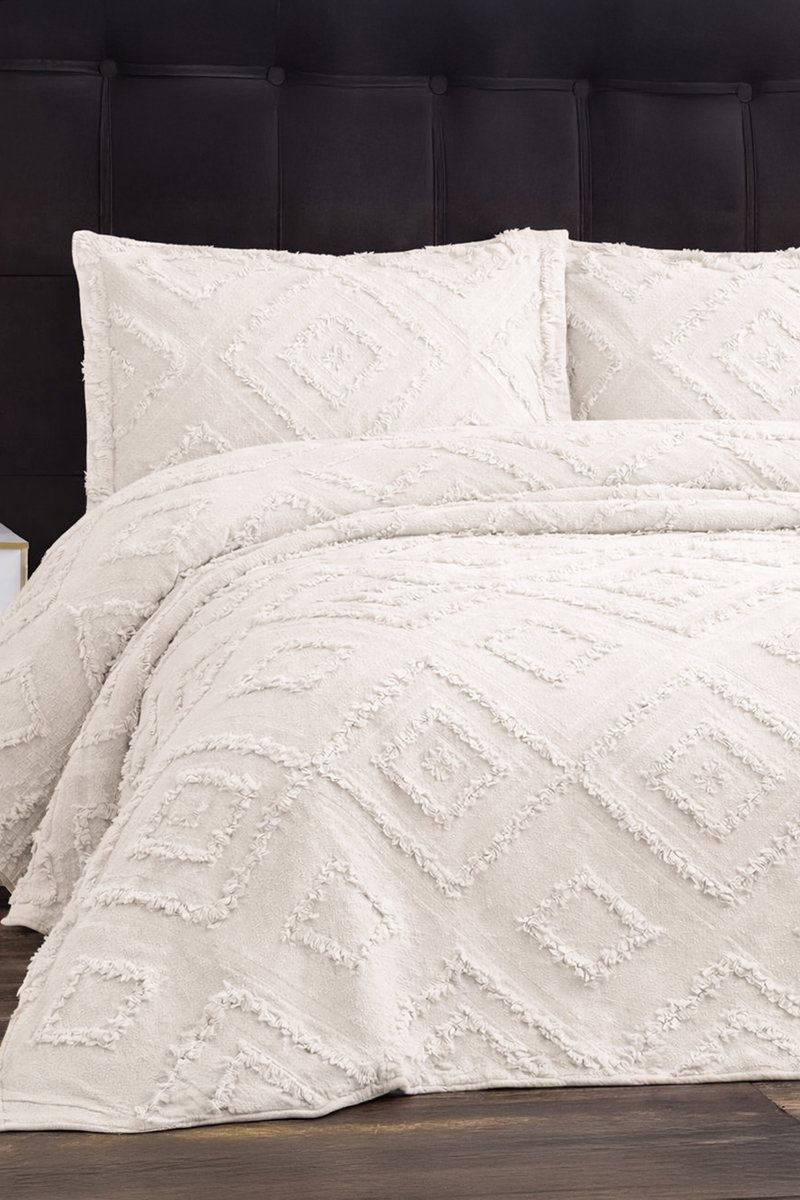 Üçgen Desenli Pike Takım 1006HB1195 Ekru
