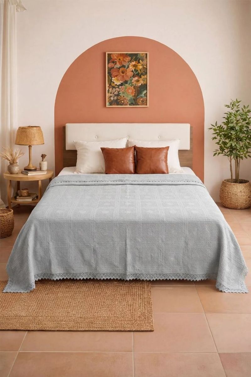 Uçları Güpür Desenli Pike 8514BLH1197 Gri