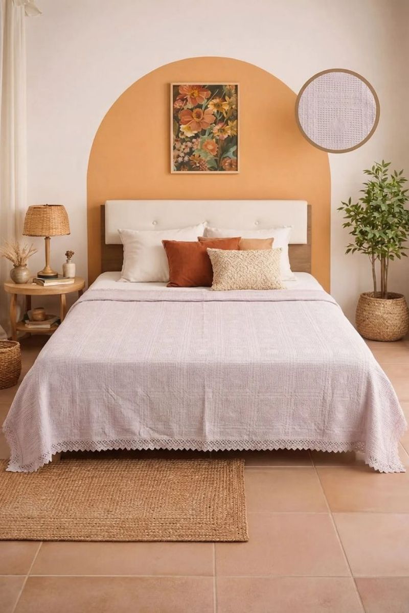 Uçları Güpür Desenli Pike 8514BLH1197 Pudra