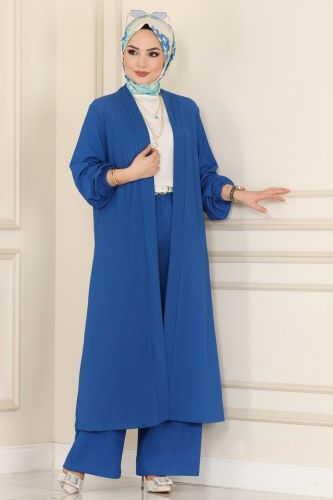 moda selvim Üçlü Bürümcük Takım 1762MF762 İndigo - Thumbnail