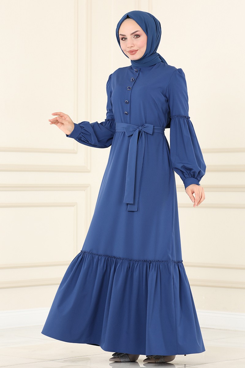 Eteği Katlı Tesettür Elbise ASM2665
