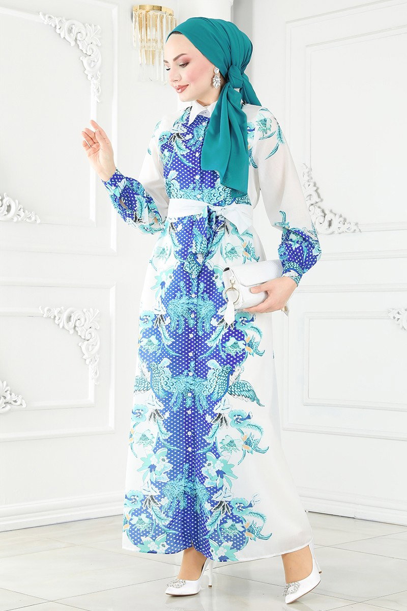 Kemerli Poplin Elbise 23119JNF844 görsel 3
