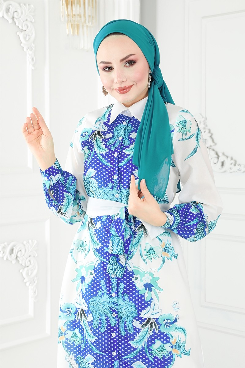 Kemerli Poplin Elbise 23119JNF844 görsel 5