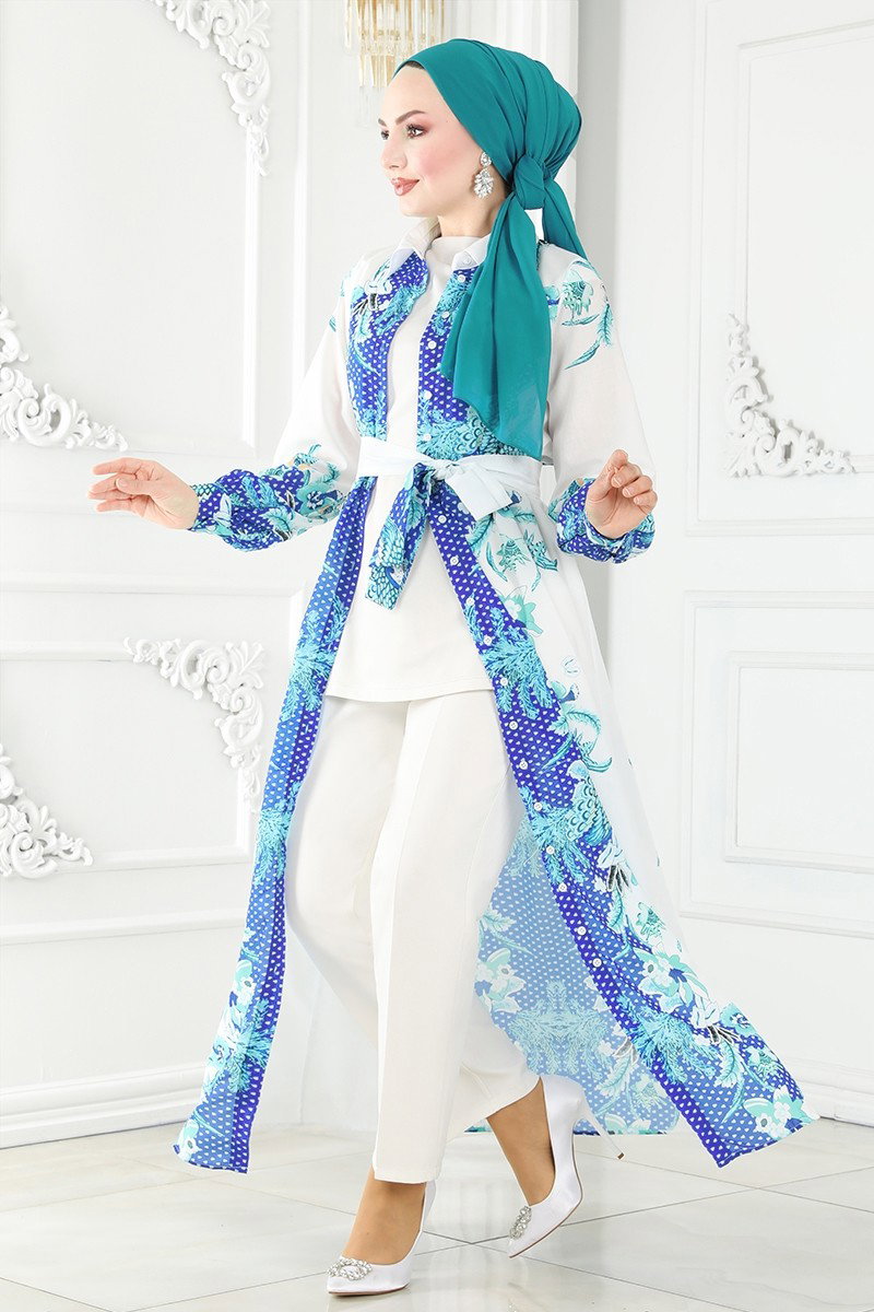 Kemerli Poplin Elbise 23119JNF844 görsel 4