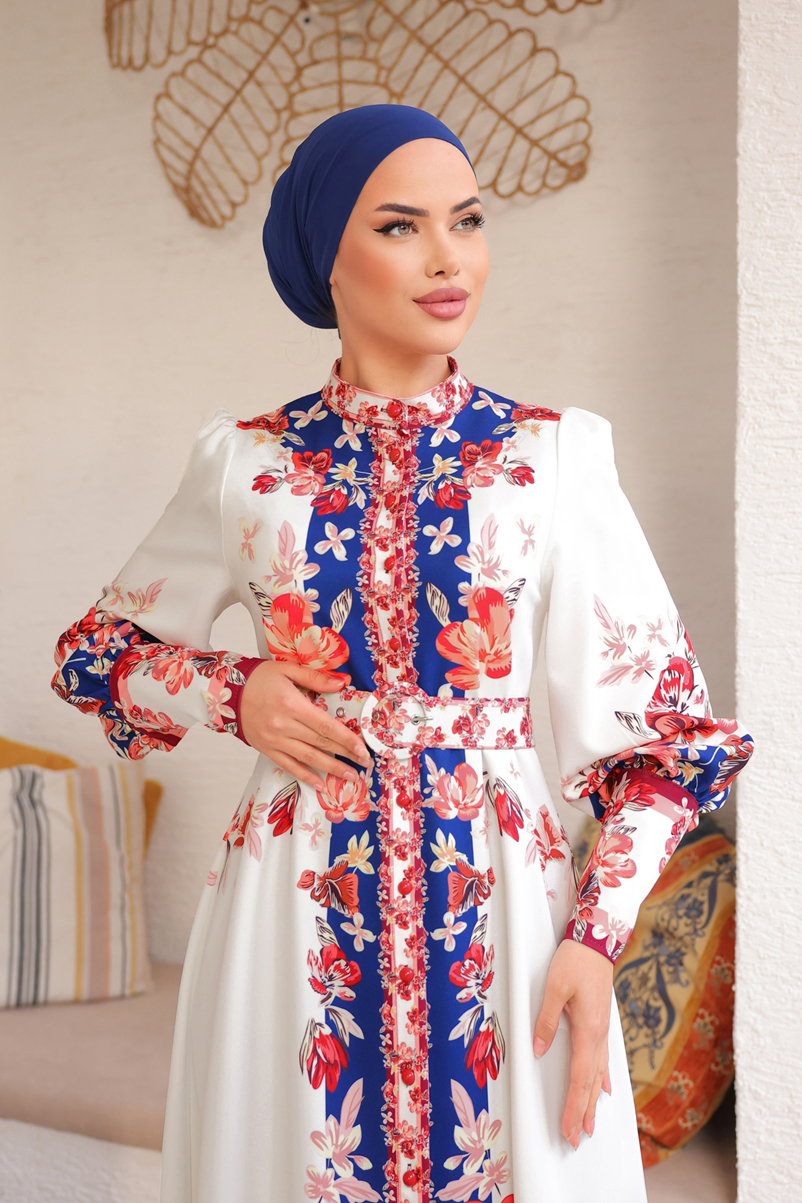 SUAL Desenli Atlas Elbise 4247JNF844 görsel 3