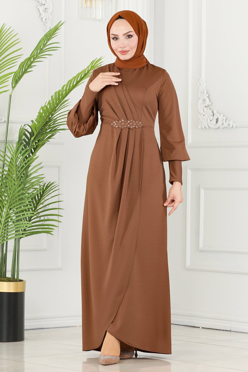 Drapeli Tesettür Elbise ASM2723