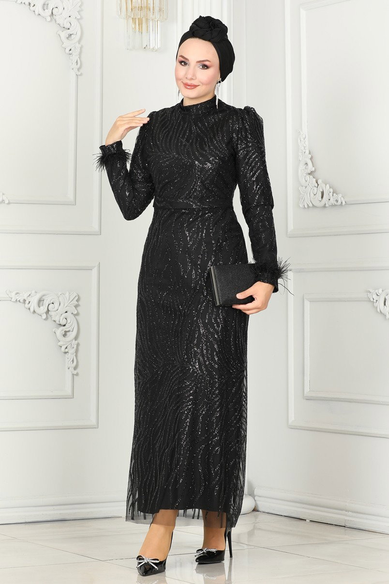 Kolları Otriş Detaylı Abiye 6589YG95