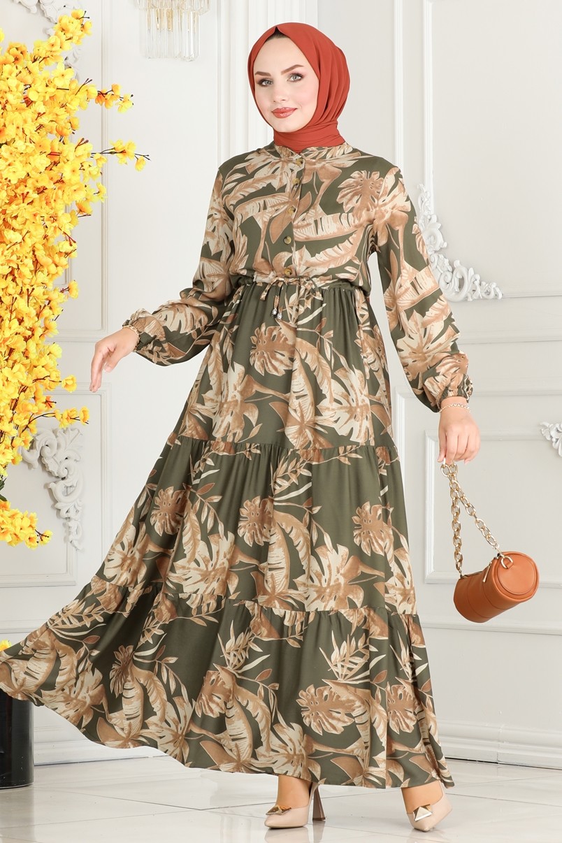 Beli Tünelli Viskon Elbise 7119BG354