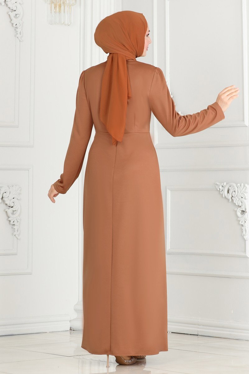 Drape Taş Detaylı Abiye Elbise 3018KTR750 görsel 5