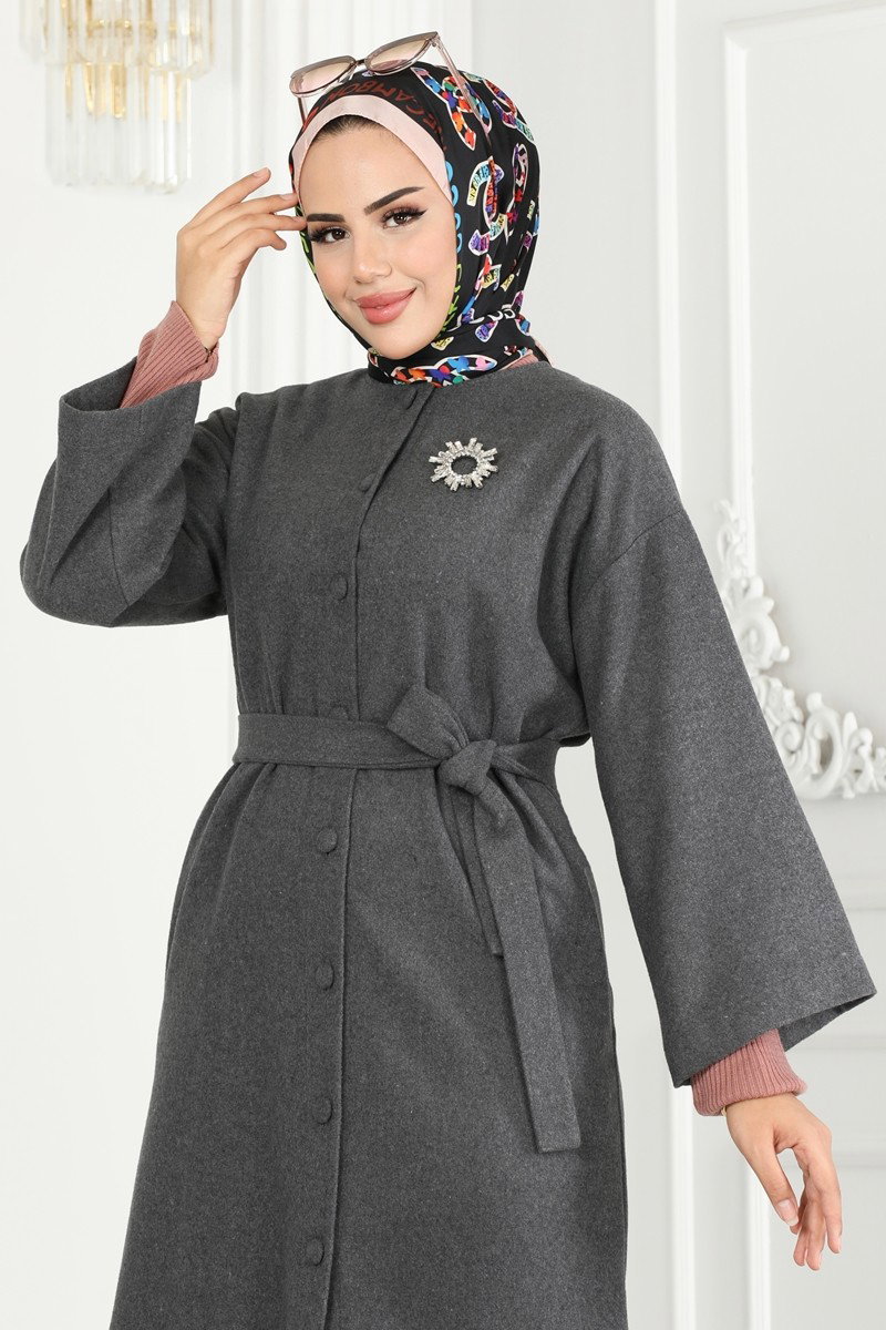 Önü Düğmeli Kaşe Kaban 6130BSK463 görsel 4