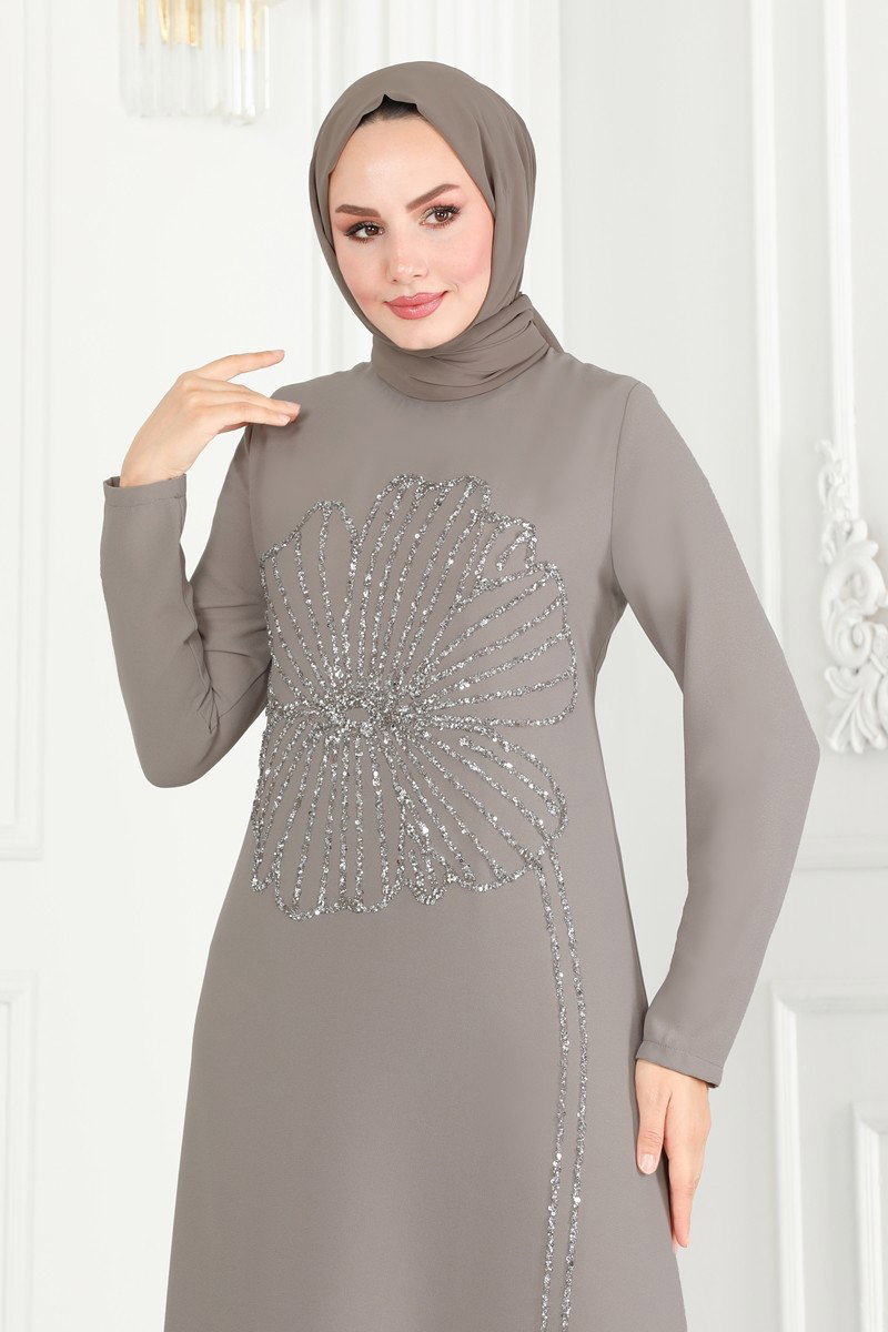 Taş Detaylı Tesettür Takım 5967AB368 görsel 3