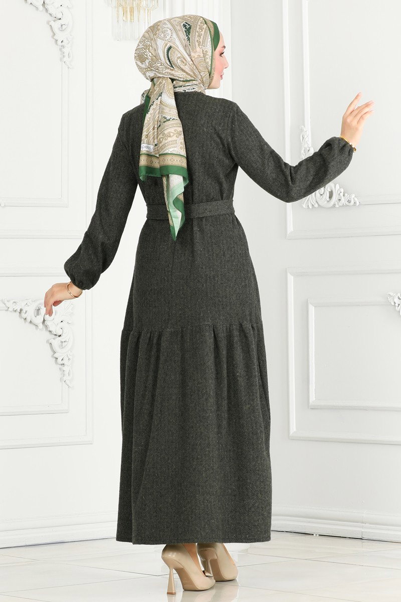 Kuşaklı Balıksırtı Elbise 22001UKB139 görsel 4