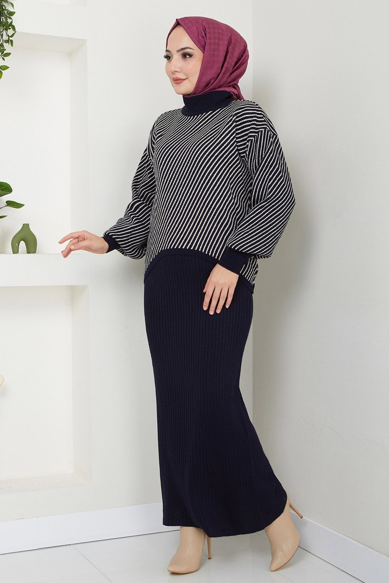 Asimetrik Çizgili Kazaklı Takım 9003UZ662