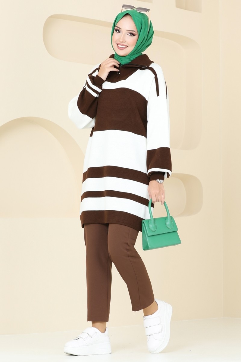 Çizgili Triko Tunik 11046BRZ597
