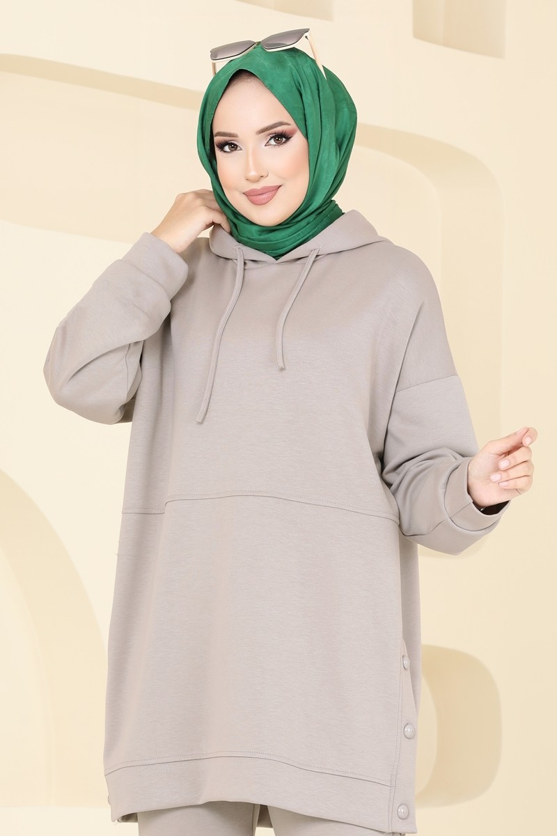Yırtmaç Düğmeli Modal Kumaş Takım 1733LVN1041 görsel 3