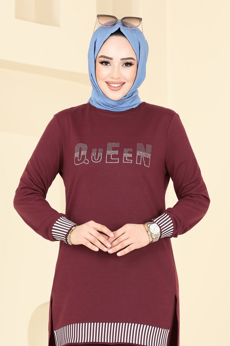 Taş Detaylı Tesettür Takım 2586SL432 görsel 3