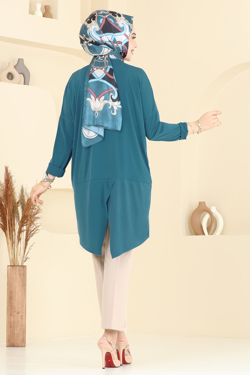 Asimetrik Kesim Tesettür Tunik 5094UZ662 görsel 4