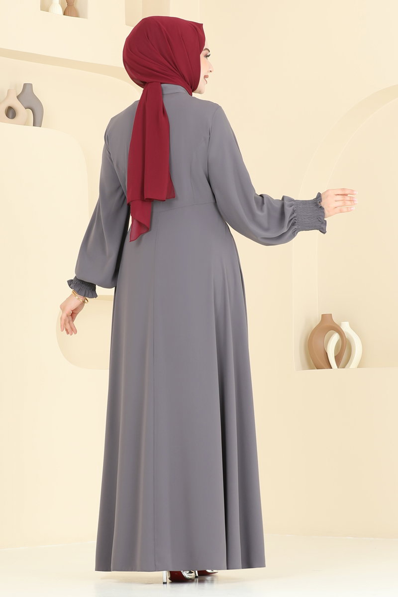 Nakış Detaylı Medine İpeği Ferace 2613SL432 görsel 5