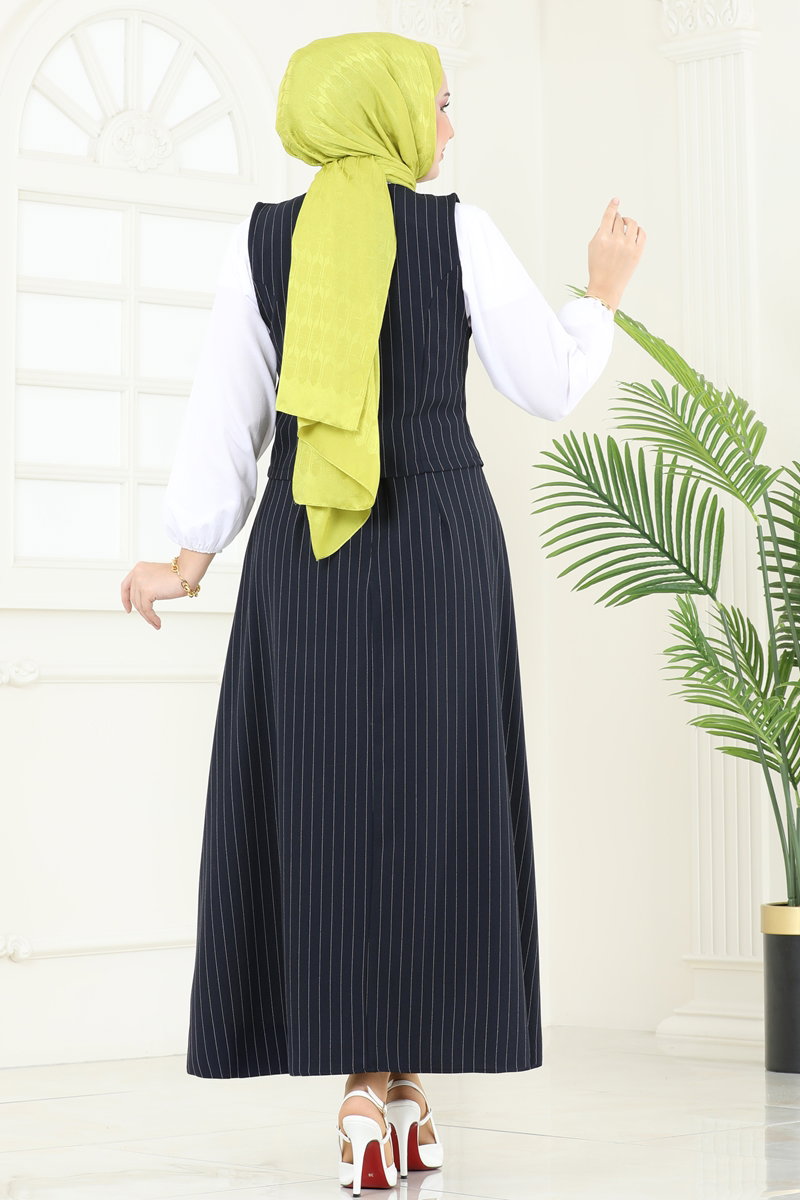 Yelekli Tesettür Takım 3001BLU797 görsel 5