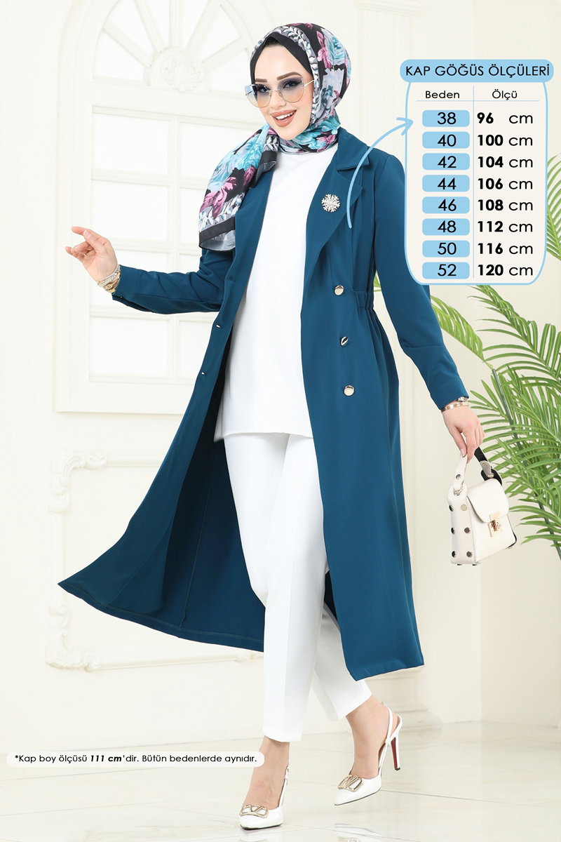 Kruvaze Yaka Mevsimlik Kap 3117BLU797