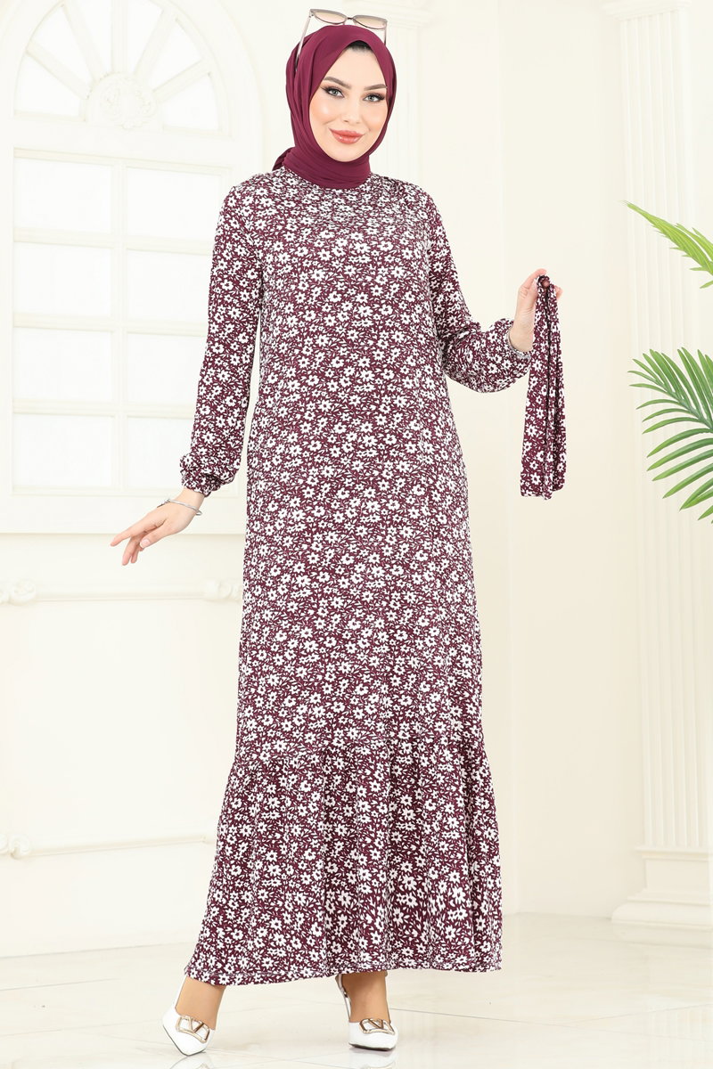 Çiçek Desenli Bürümcük Elbise 170BO429 görsel 3