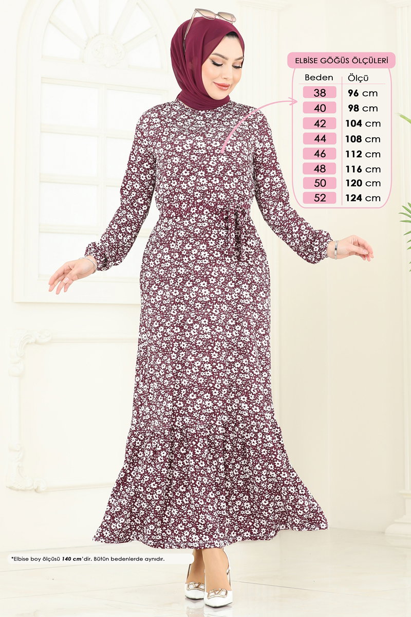 Çiçek Desenli Bürümcük Elbise 170BO429