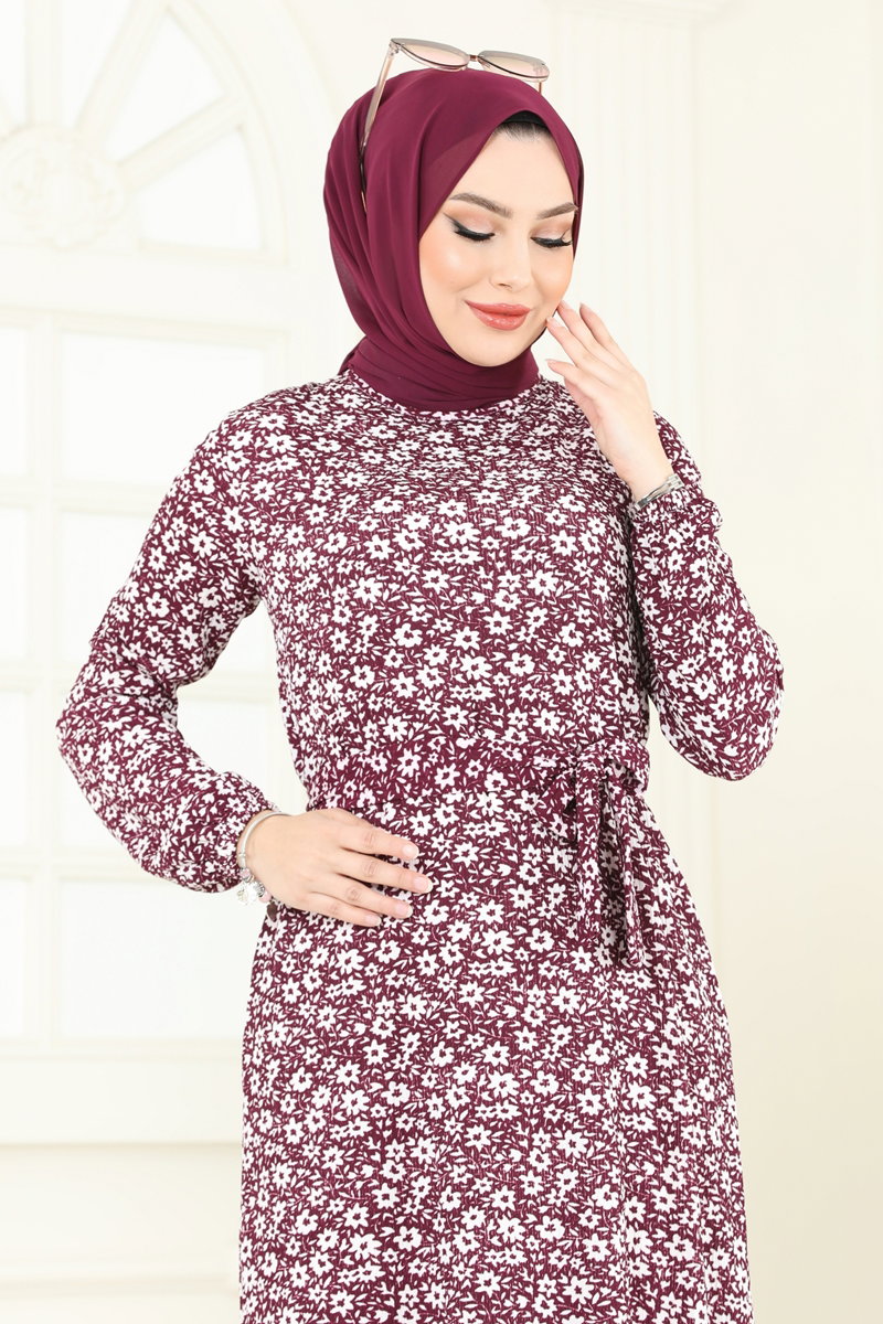 Çiçek Desenli Bürümcük Elbise 170BO429 görsel 4