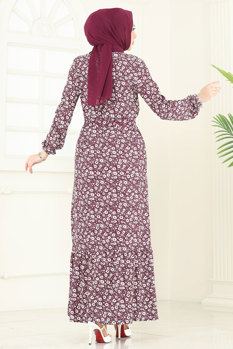 Çiçek Desenli Bürümcük Elbise 170BO429 görsel 5