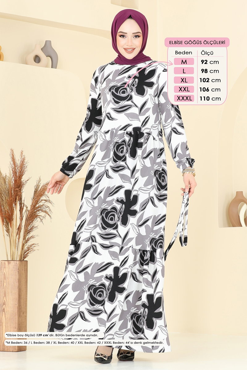 Çiçek Desenli Elbise 5011UZ662 görsel 3