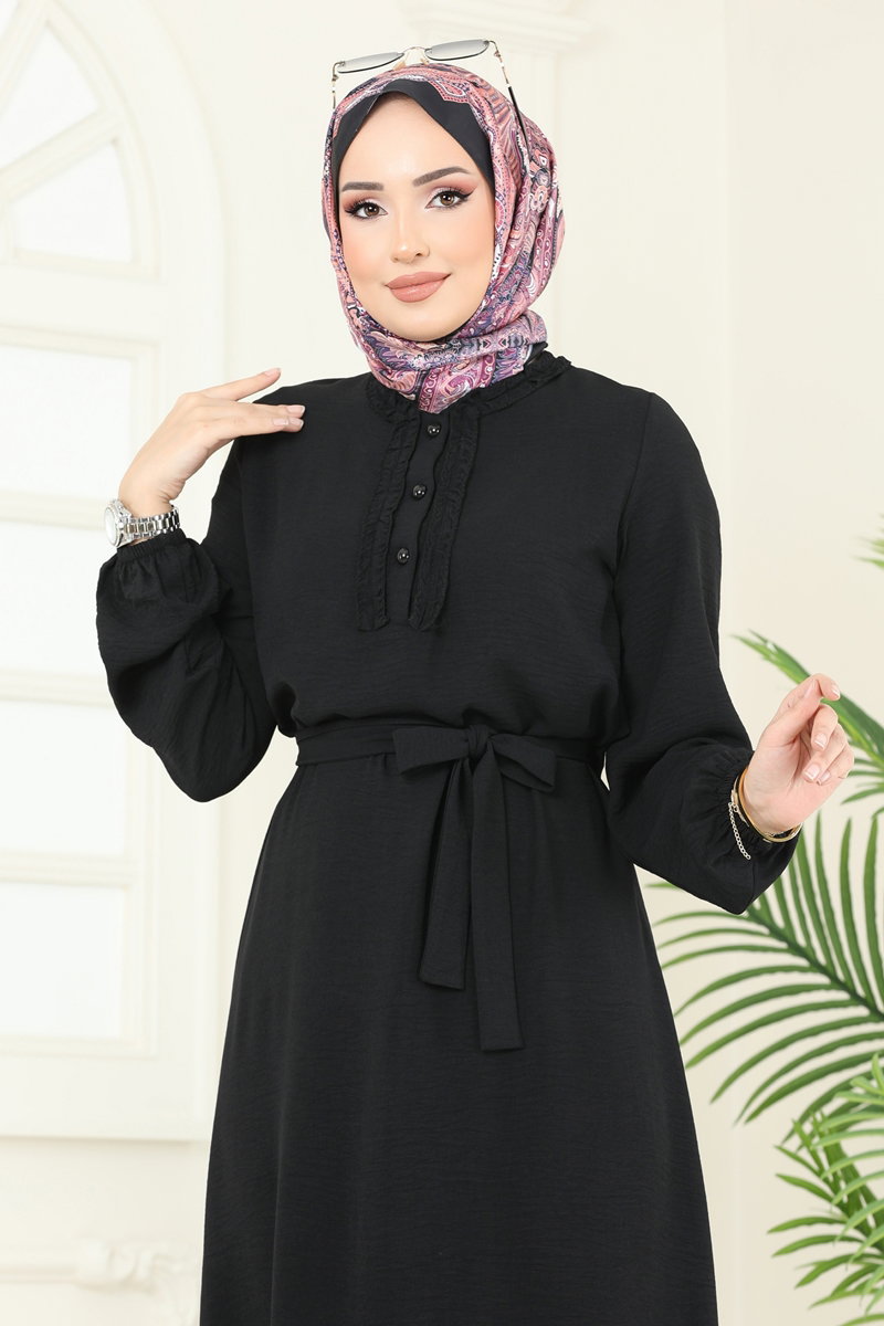 Önü Fırfırlı Tesettür Elbise 1259BM387 görsel 3