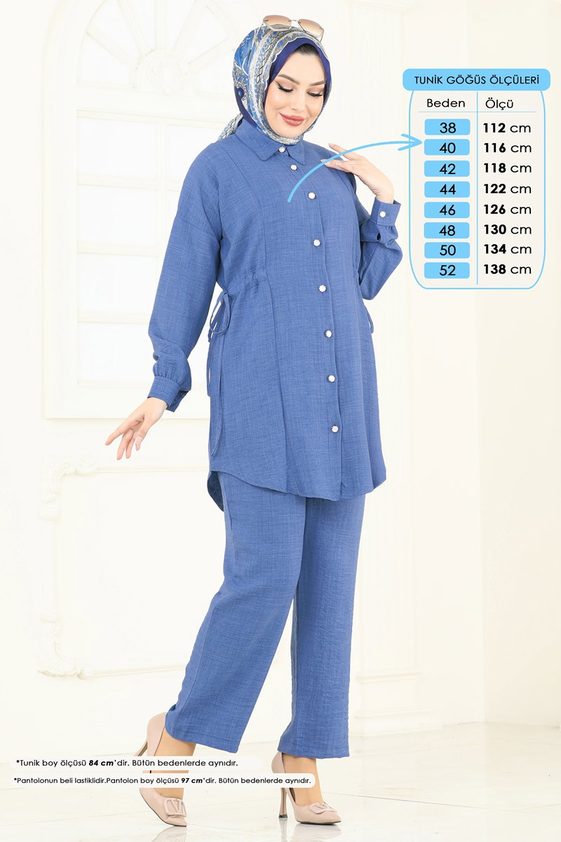 Beli Bağlamalı Tesettür Takım 3089HBS856 görsel 3