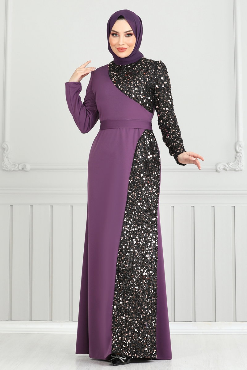 Pul Payet Detay Abiye Elbise 2777ASMK1074