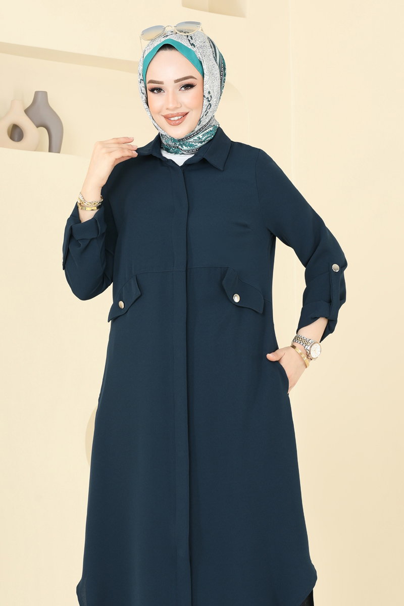 Yandan Yırtmaçlı Tesettür Takım 2631SL432 görsel 4
