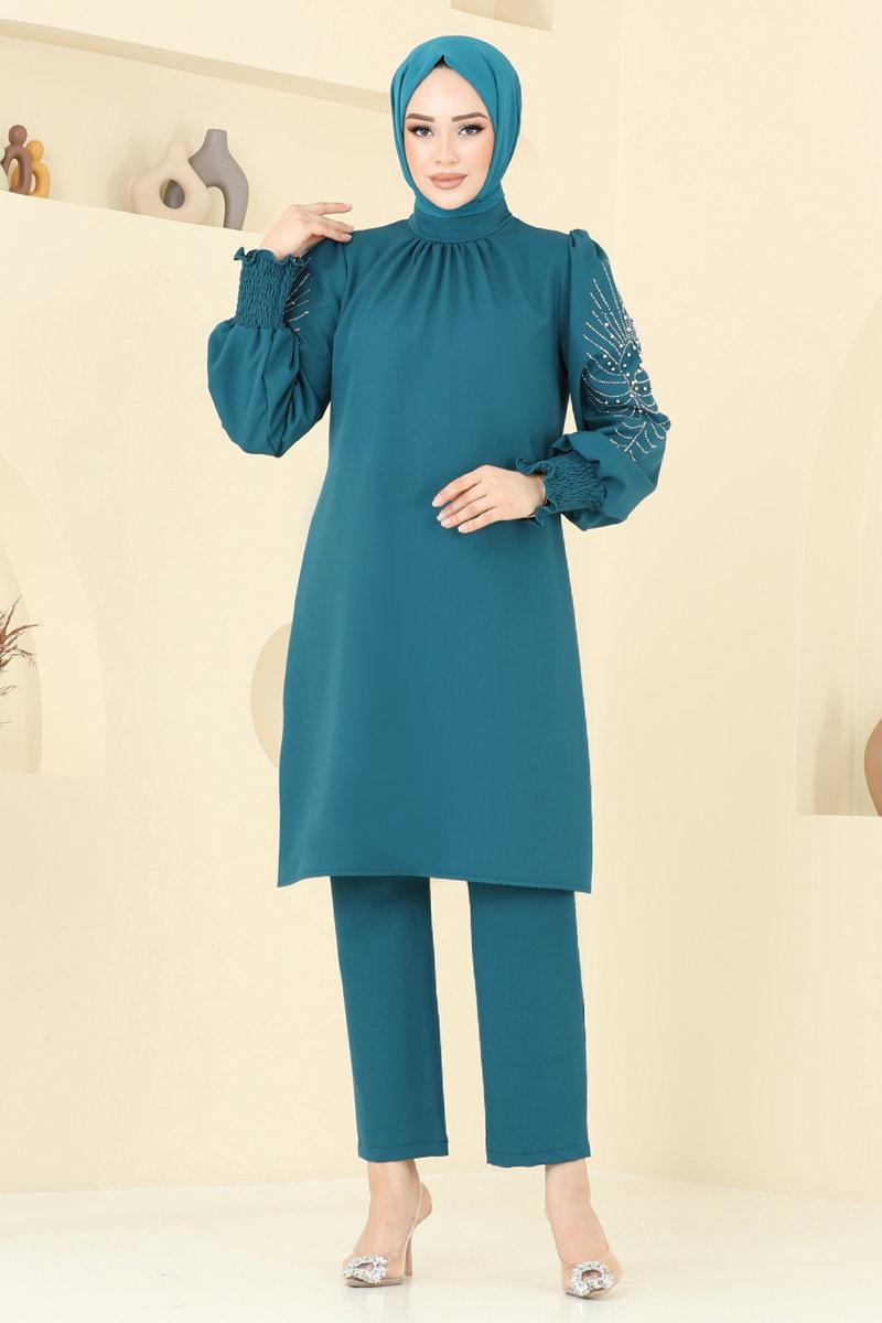 Kolları Taşlı Tesettür Takım 5677EDF311