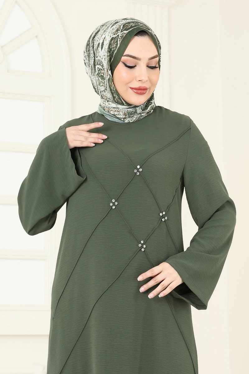 Taş Detay Tesettür Elbise 2650SL432 görsel 3