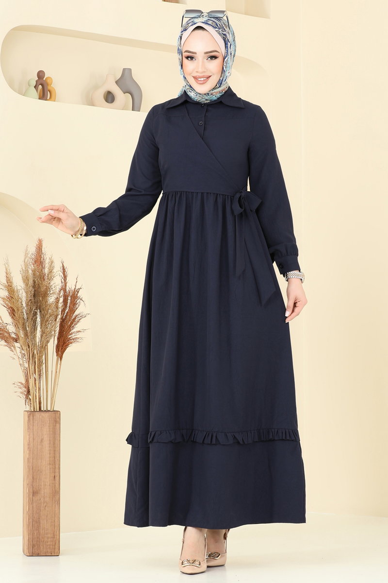Belden Bağlamalı Tesettür Elbise 6205BSK463 görsel 3