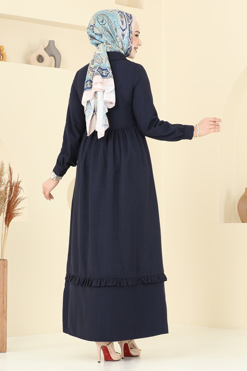 Belden Bağlamalı Tesettür Elbise 6205BSK463 görsel 5