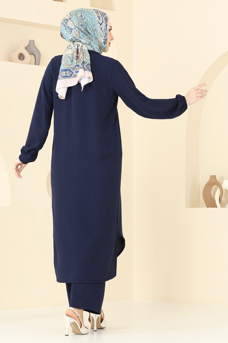 Yakası Taşlı Tesettür Takım 3092HBS856 görsel 5