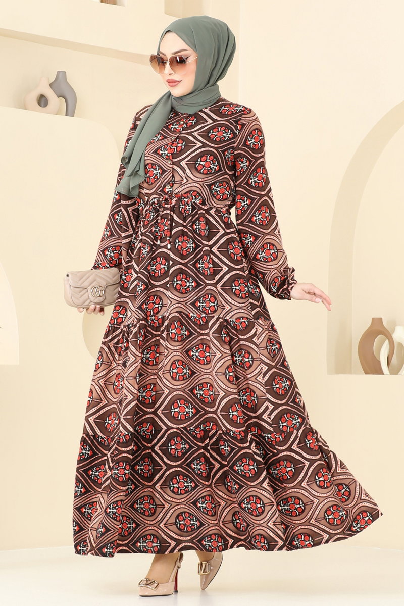 Beli Tünelli Tesettür Elbise 1137BG354