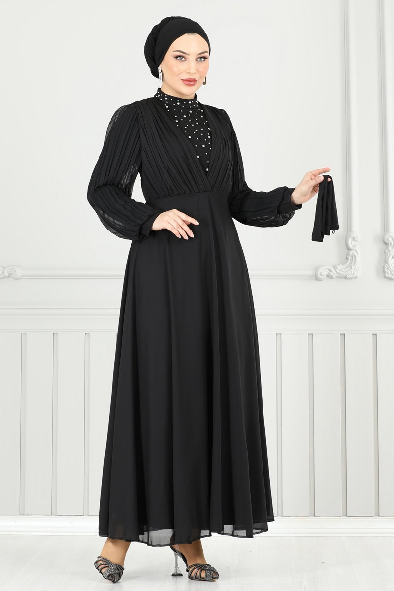 Taşlı Şifon Abiye 0404ALG474 görsel 4