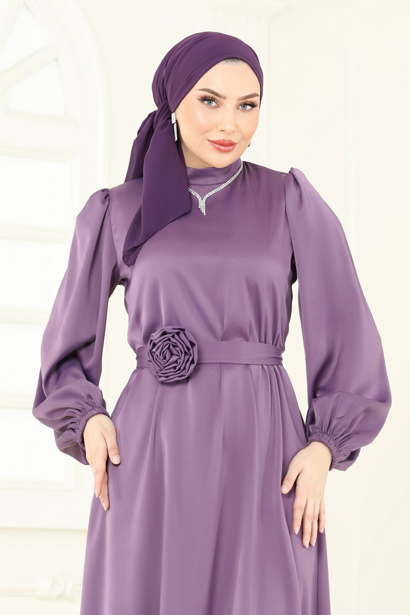 Kemeri Güllü Saten Abiye 5674EDF311 görsel 4