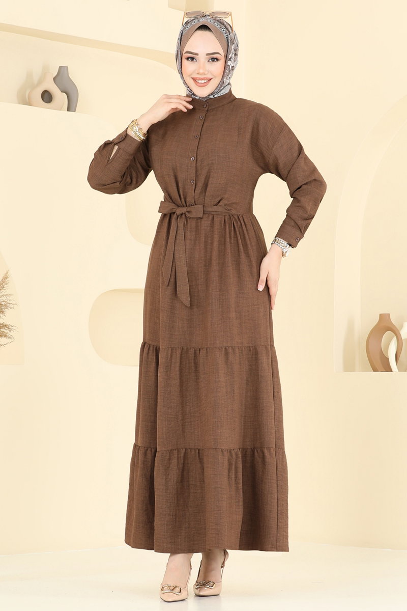 Eteği Katlı Elbise 6162BSK463
