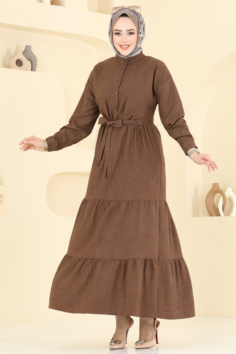 Eteği Katlı Elbise 6162BSK463 görsel 3