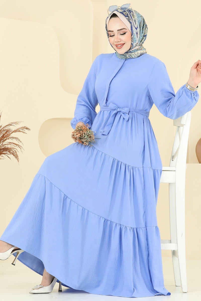 Eteği Katlı Tesettür Elbise 6094TEG847
