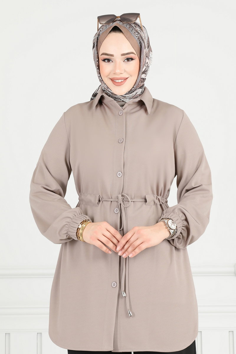 Beli Tünelli Tesettür Takım 410DVL817 görsel 4