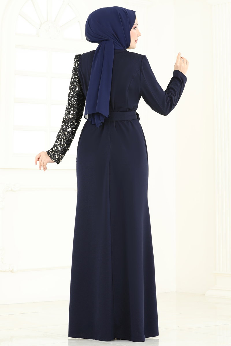 Pul Payet Detay Abiye Elbise 2808ASMK1074 görsel 5