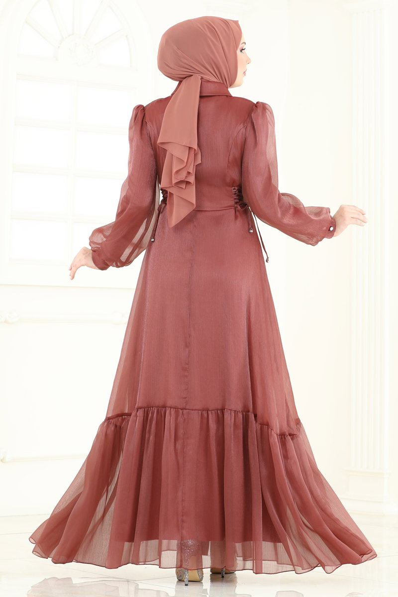 Beli Bağcıklı Abiye Elbise 8038AB368 görsel 5