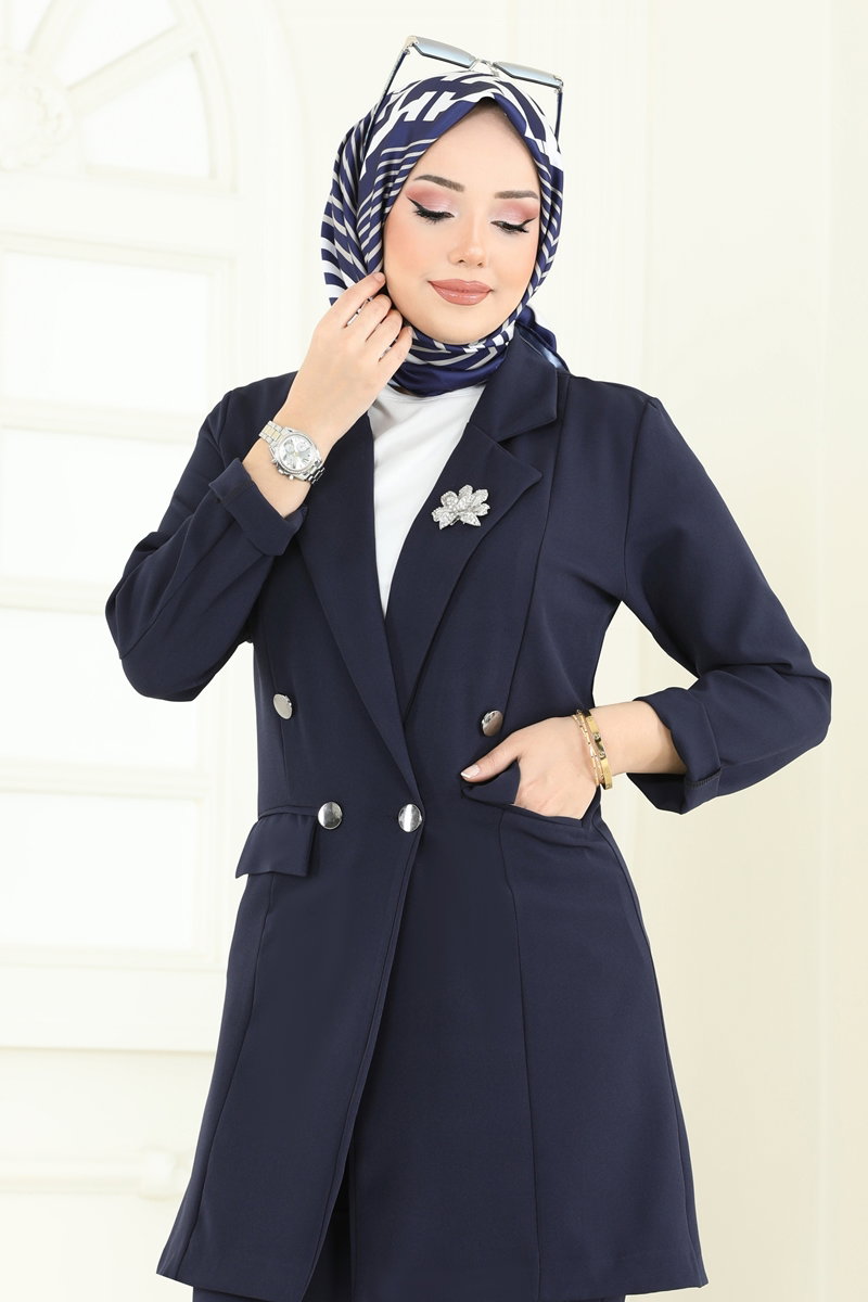 Blazer Ceketli Tesettür Takım 380MP806 görsel 4