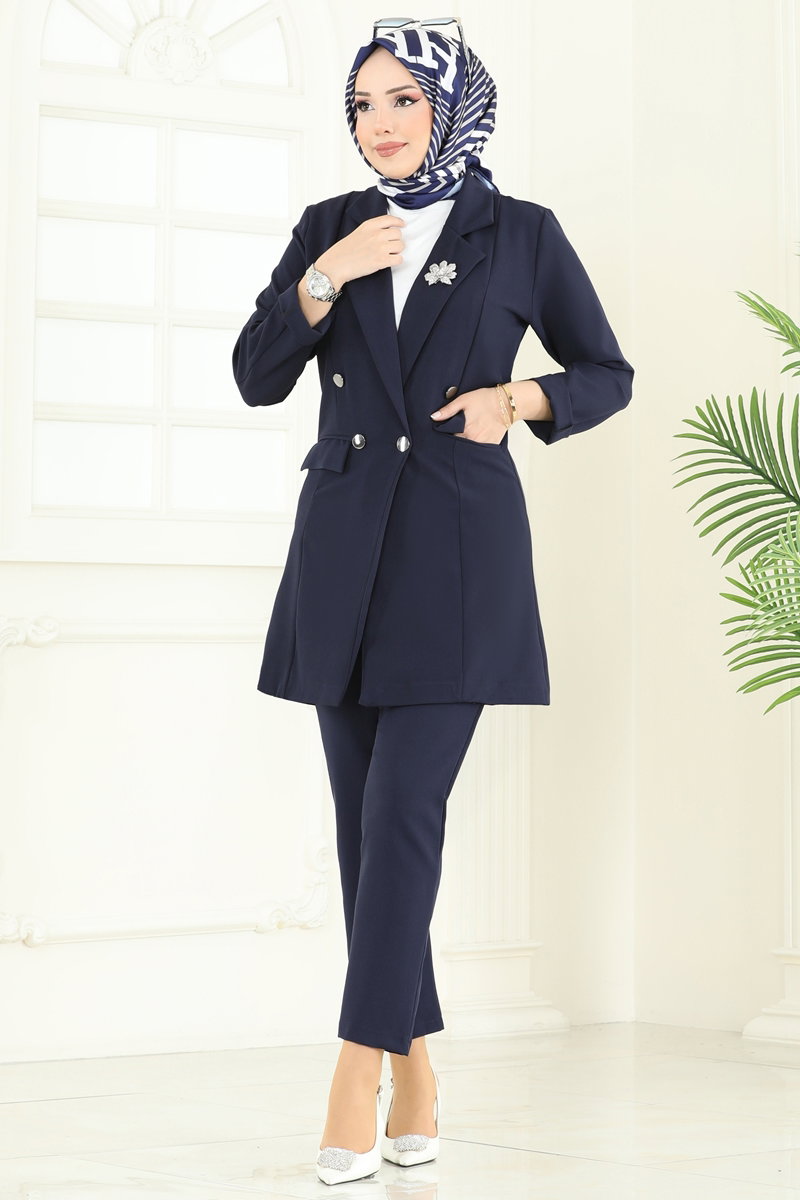 Blazer Ceketli Tesettür Takım 380MP806 görsel 3
